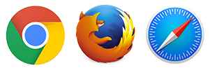 Google Chrome, Firefox, Safari